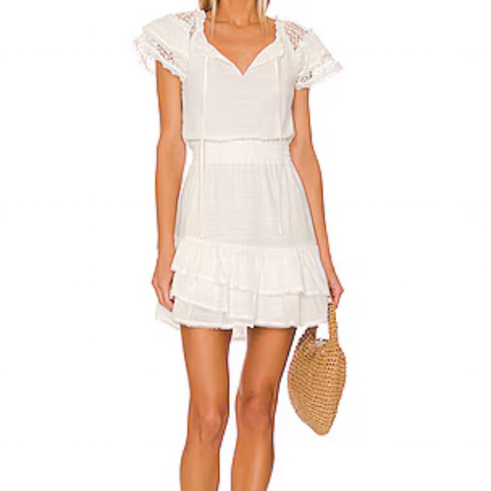 White Lace Trim Mini Dress